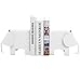 Modern Elephant Shaped Decorative Metal Bookends, Office or Home Decorations, Set of 2, White