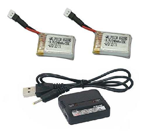 Extreme Fliers Micro Drone 2.0 2X Battery & Charger 3.7v 240mAh 25c LiPo Batteries Charger Combo - FAST FROM Orlando, Florida USA!