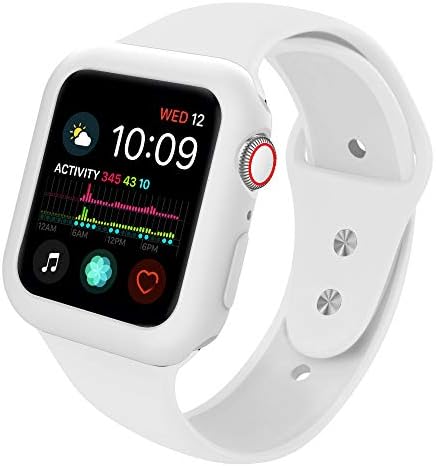 Ksaier Compatible with Apple Watch Band 40mm 44mm with Case, Shock-Resistant Protective Case with Soft Silicone Sport Strap, Compatible Apple Watch Series 4 Sport Edition