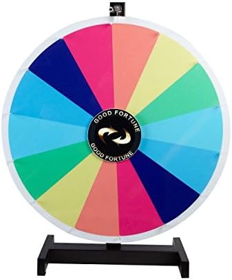 Rifrani 24'' Tabletop Rainbow Spinning Prize Wheel with Color Dry Erase Trade Show Spin Game (Equal)
