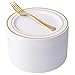 Nervure 204PCS Gold Dessert Plates with Forks - 102PCS 7.5inch Disposable Gold Plastic Plates and 102PCS Plastic Forks Perfect for Salads, Desserts, Parties, Catering, Christmas & Party & Father's Day