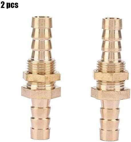 2 Pcs Hose Barb Brass Bulkhead Pipe Fitting Coupler Connector Adapter for Pipe Connection(8mm), Silver - Image 3