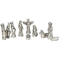 Nativity Set Mini Pewter Figurine 10 pc Set w/ Velvet Pouch