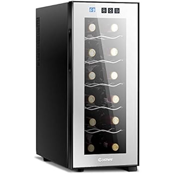 Costway Thermoelectric Wine Cooler 12 Bottles Freestanding Champagne Chiller Counter Top Wine Cellar With Digital Temperature Display Smoked Glass #wine #coolers #2020 Costway Thermoelectric Wine Cooler 12 Bottles Freestanding Champagne Chiller Counter Top Wine Cellar With Digital Temperature Display Smoked Glass
