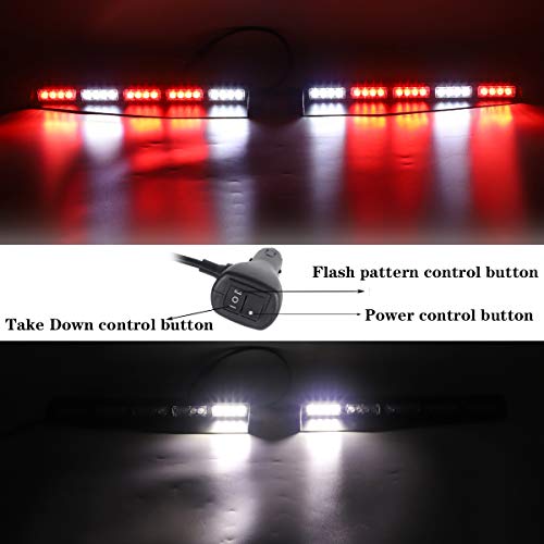 LED Visor Lights Emergency Lights for Vehicles Trucks Interior Windshield Red White Strobe Split