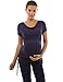 PattyBoutik Mama Cowl Neck Drawstring Sides Maternity Tunic Top (Dark Blue, Navy M)