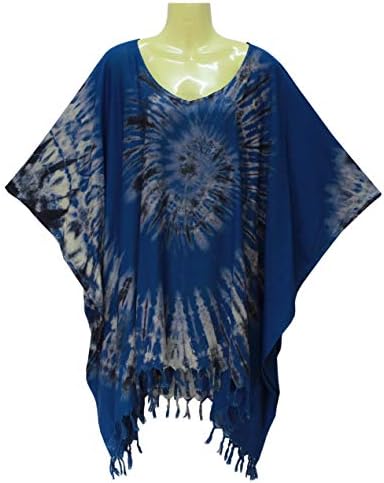 ATM Tie Dye Blouse Caftan Kaftan Poncho Cover Up Spiral Plus Size Handmade