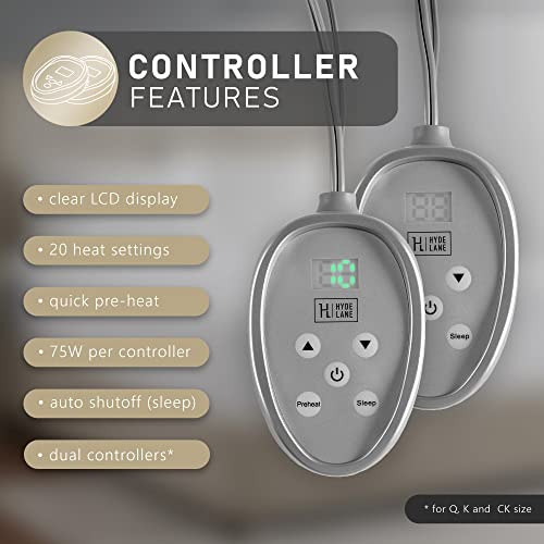 Heated Mattress Pad Queen Size With Dual Control, Washable Cotton Top