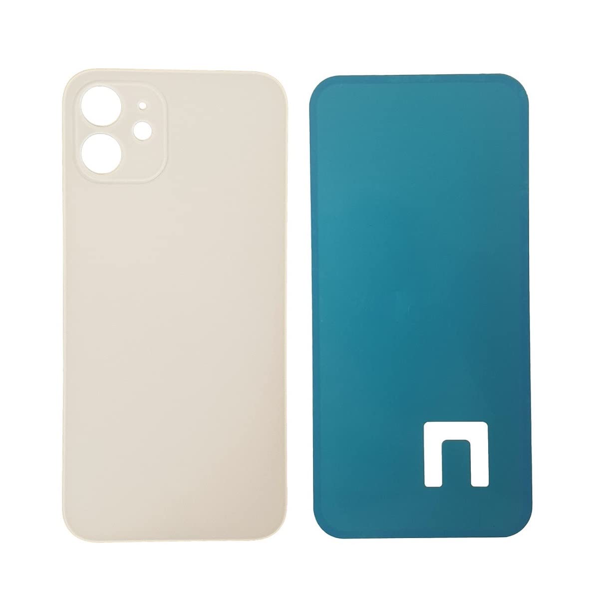 DHLK® Back Cover Glass Rear Housing Glass Replacement compatible with iPhone 12 - NO LOGO (WHITE)