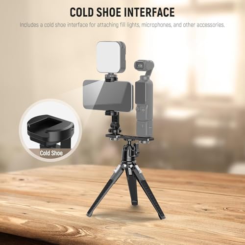 NEEWER Phone Holder Mount Compatible with DJI Osmo Pocket 4 & Pocket 3, Accessories Expansion Cell Phone Mount with 1/4" Threads for Tripod/Extension Rod, Cold Shoe for Mini Video Light, Mic, AC021