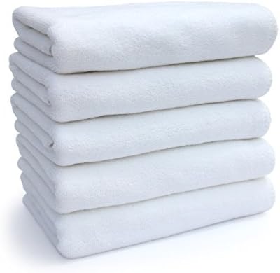 Towels Multi-purpose Microfiber Soft Fast Drying Travel Gym Home Hotel Office Washcloths 5-pack(14 x 30 Inch) (White)