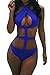 Viottiset Women's Sexy Bandage Criss Cross One Piece Cutout Backless Plunge Halter Monokini Swimsuit Bathing Suit Swimwear Blue L