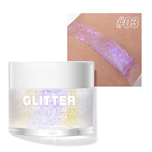 LANGMANNI Holographic Body Glitter Gel for Body, Face, Hair and Lip