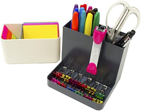 STYLIO Desk Organizer - Desktop Caddy, Pencil Holder for Office/ Home/ Teaching/ School Supplies - Storage for Cubicle Accessories, Pen, Markers, Paper Clips, Crayons, iPhone - Classroom Organization