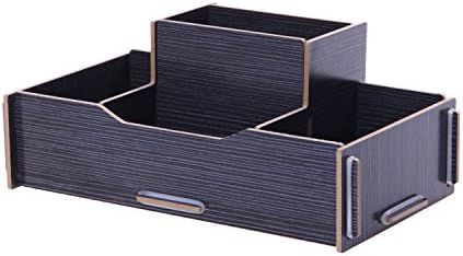Todos® Portable Removable DIY Desktop Collection Organizer for Office, Multi Compartments, Multi-function Ladder-Like Wooden Cosmetic / Ornaments and Makeup/ Jewelry Storage Box for Home (Black)