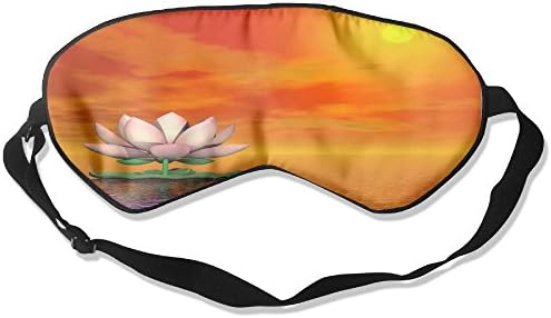 Beautiful Pink Lotus In Red Sunset Pure Silk Sleep Mask Reusable Cold Improves Sleep Edema Eye Tiredness