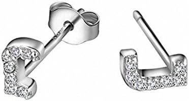 Alphabet A-Z Letter Set Initial Stud Earrings Clear Crystal Silver Pave For Women Lady Girls