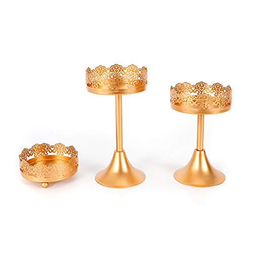 Cupcake Stands, 14 Set Metal Crystal Cake Holder Cupcake Stand Cake Dessert Holder with Pendants and Beads,Wedding Birthday Dessert Cupcake Pedestal Display, Gold USA STOCK (14, Gold)