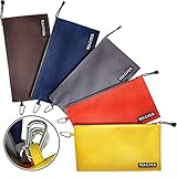 Canvas Tool Pouch Zipper Bag - 5 Pack Utility Bags Heavy Duty Metal Zippers Pouches with Carabiner, Multi Durable Storage Organizer Clip on Tote Bags by TENGYES
