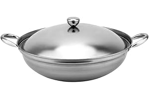 Abaodam Stainless Steel Alcohol Stove Pot with Lid 22cm Two-Handle Cooking Pot for Hotpot and Home Kitchen