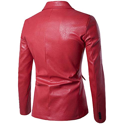LISTHA Leather Suit Coat Men's Single Row Buckle Blazer Jacket Classic PU Coat