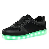 KALEIDO Unisex Summer Style Mesh USB Charging 7 Colors LED Shoes Flashing Sneakers Light Up Sport Shoes (11 B(M) US Women/8.5 D(M) US Men, Black)