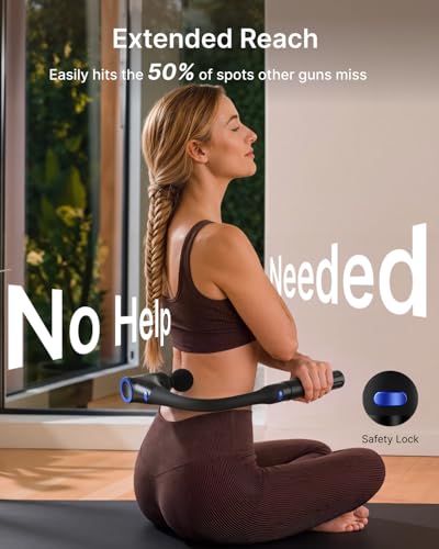 RENPHO Reach Curve Massage Gun with Extension Handle, 4-in-1 Massager | 10MM Deep Tissue, Handheld Neck Massager for Soreness, Travel Massage Tool, FSA Eligible HSA, Gifts for Men Women