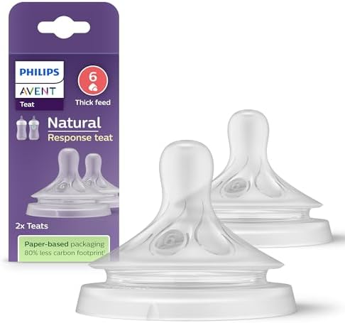 Bico de biberão Avent Natural Response: 2 bicos Philips sem BPA para bebés com 6 meses ou mais (Modelo SCY966/02)