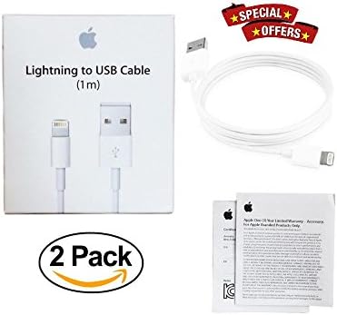 2 Pack NEW Authentic Lightning Cable USB Cable/Charger for Apple iPhone X 8 7 6s 6 5S 5