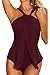 Sovoyontee Women Halter Neck One Piece Swimsuit Monokini Ruby L