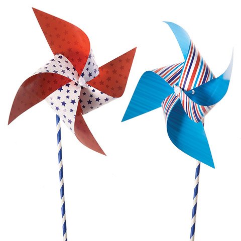 PENGUIN ART SUPPLIES July 4th Patriotic Pinwheels Kit - Independence Day Flag - Makes 18 Pin wheels Craft Kit - Thumbnail 2