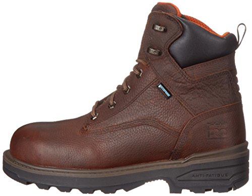 Timberland PRO Men's 6 Inch Resistor Comp Toe Waterproof Work Boot, Brown Tumbled Full Grain Leather, 12 M US