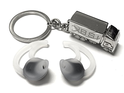 BSI 1 Pair Bose IE2 MIE2 Bluetooth StayHear Large Replacement Tips + Free Silver Metal Truck Keychain with BSI(TM) LOGO