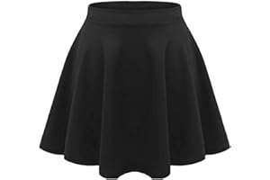 Loxdonz Girls Kids Casual Mini Stretch Waist Flared Plain Pleated Skater Skirt