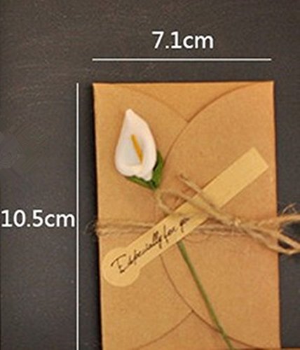 ASIBT 50 Pcs 10 Different Designs with Envelopes,Vintage Kraft Handmade Dried Flowers Thank You Notes Birthday Party Invitation Card Greeting Wish Cards Set - Thumbnail 3