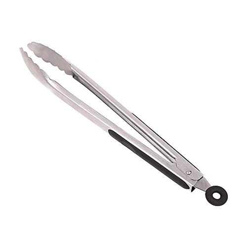 Tenta Kitchen 12 Inch Kitchen Locking Tongs with Black Rubber Heads