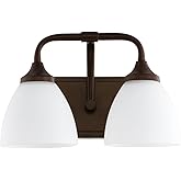 Quorum International 5059-2-86 I Enclave Collection Two Light Bathroom Vanity - Oiled Bronze Finish I White Frosted Shades I 