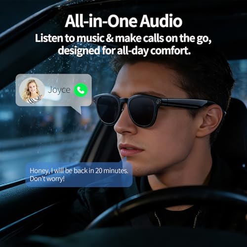 Comforniture AI Smart Glasses with 4K Camera, 8MPW Anti-Shake Bluetooth Glasses, 1080P Video Recording Dual Mic Noise Reduction, Real Time Translation&Simultaneous Interpretation