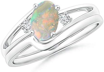 Amazon スプリットシャンク 天然オパール 婚約指輪 結婚指輪 7x5mm オパール リング 通販