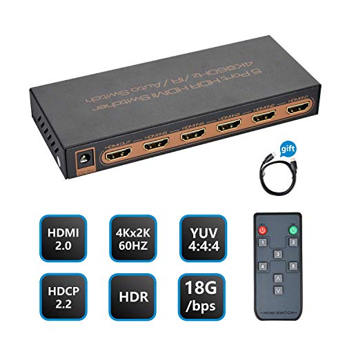 [2019 PRO] 4K 60hz HDMI Switcher, NexTrend 5 Port HDR HDMI 2.0 Switch Hub HDMI Splitter Support 4K@60Hz/2K/1080P/3D with IR Remote Control for TV, Projector Camcorders, Gaming Console - Thumbnail 7
