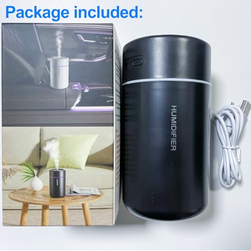 Mini Humidifier, USB Personal Desktop Humidifier for Car, Office, Bedroom etc. Auto Shut-Off, 2 Mist Modes, Super Quiet - (BL - Black)