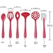 Silicone Cooking Utensils for Kitchen, Set of 6, Red, Non-stick, Plus 121 Cooking Secrets Ebook