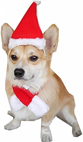 BbearT® Cat Dog Christmas Dress Up Clothes Hat Puppy Cat Holiday Accessory Christmas Costume (Red Hat Scarf Set, L) - Image 3