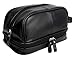 WODISON Vintage PU Leather Mens Travel Toiletry Bag Shaving Dopp Kits Organizer with Gift Box Black，Christmas Gifts Idea for Men