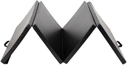 Black 4' x 10' x 2" Folding Panel Gymnastics Yoga Aerobics Stretching Tumbling Thick Exercise Fitness Floor Mat For Home And Kids