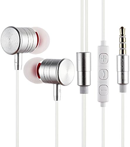 Headphones,Superwang Wired Metal In Ear Headphones, Noise Isolating Stereo Bass Earphones With Mic (Silver)