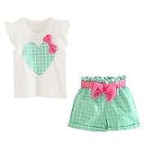 Weixinbuy Girls Clothes Sets Sleeveless T-Shirts Plaid Shorts Vest Summer