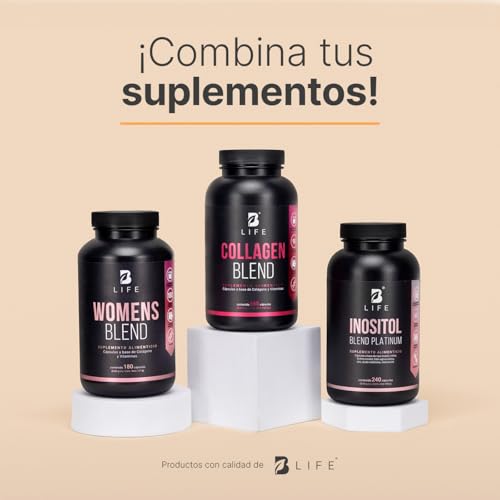 Myo y D Chiro Inositol 240 caps | Equilibrio Hormonal | 2600 mg por porción | Con Colina, Vitex, Metilfolato y Vitamina D3. Ingredientes Naturales. Inositol Blend Platinum. B Life.