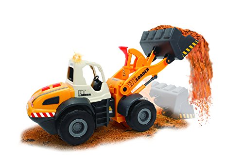 Dickie Toys Construction Radlader, Spielzeugauto, verstellbare Schaufel, batteriebetriebener Arm, Licht & Sound, inkl… – Bild 8