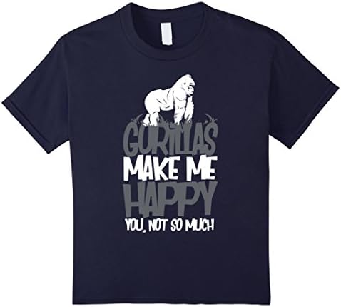 Kids Gorillas Make Me Happy You Not So Much T-Shirt 12 Navy